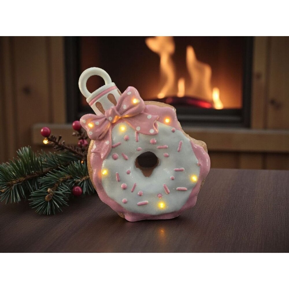 New Pink Christmas Pastel Donut Light Up Candy Land Ornament Holiday Decor 12"